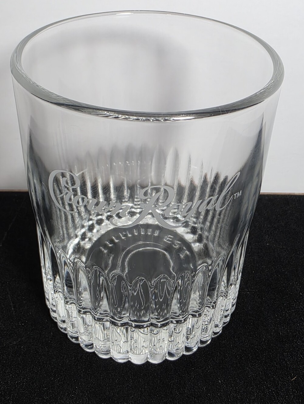 Crown Royal Whisky Rocks Glass Lowball Old Fashioned Etched Script Heavy Base 19